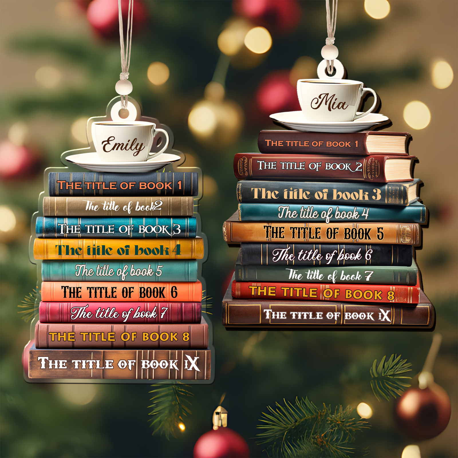 2D Bookstack Christmas Ornament, Book Lover Gift, Bookworm Club Ornament CF163 - 19Gifts