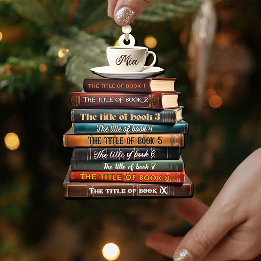 2D Bookstack Christmas Ornament, Book Lover Gift, Bookworm Club Ornament CF163 - 19Gifts
