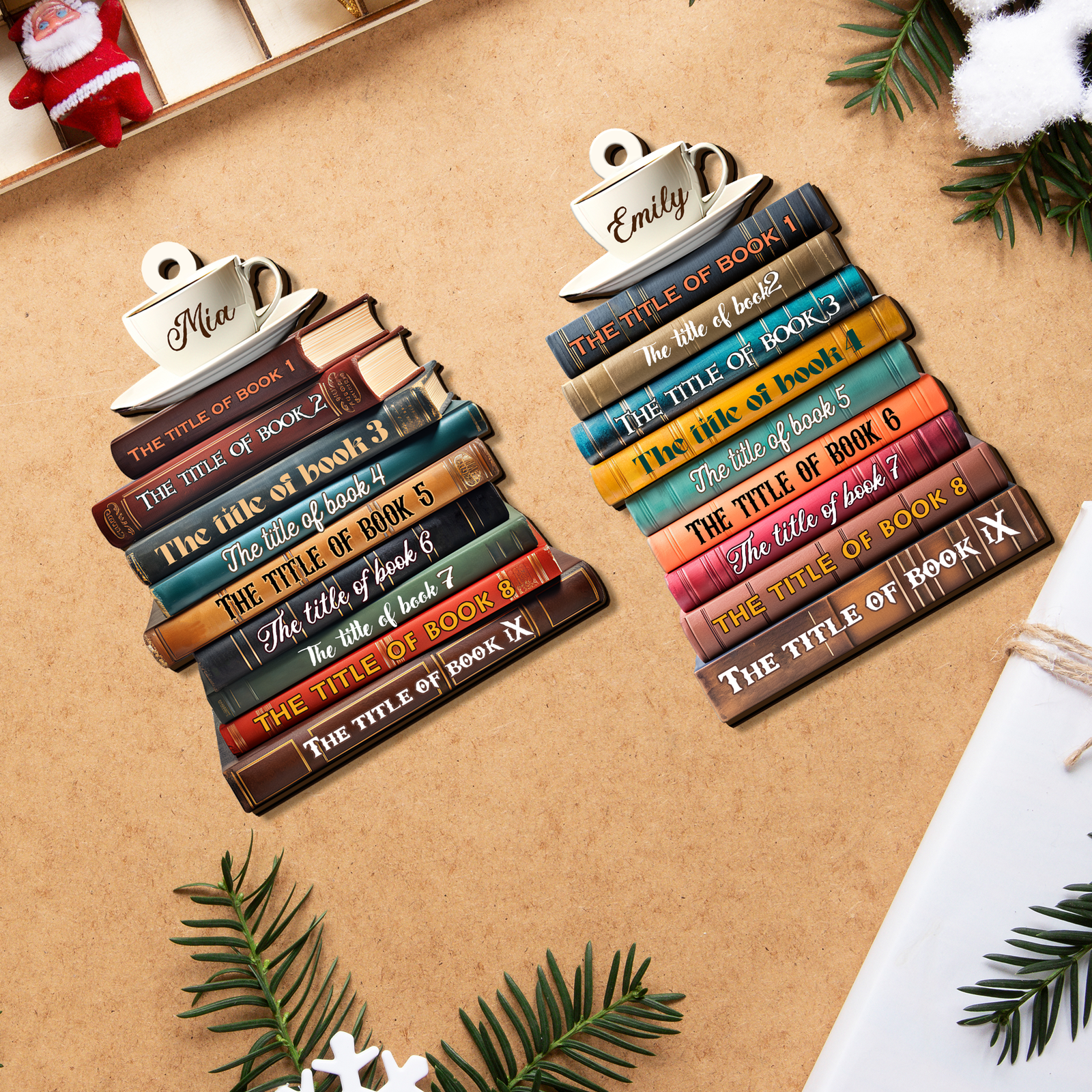 2D Bookstack Christmas Ornament, Book Lover Gift, Bookworm Club Ornament CF163 - 19Gifts