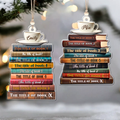 2D Bookstack Christmas Ornament, Book Lover Gift, Bookworm Club Ornament CF163 - 19Gifts