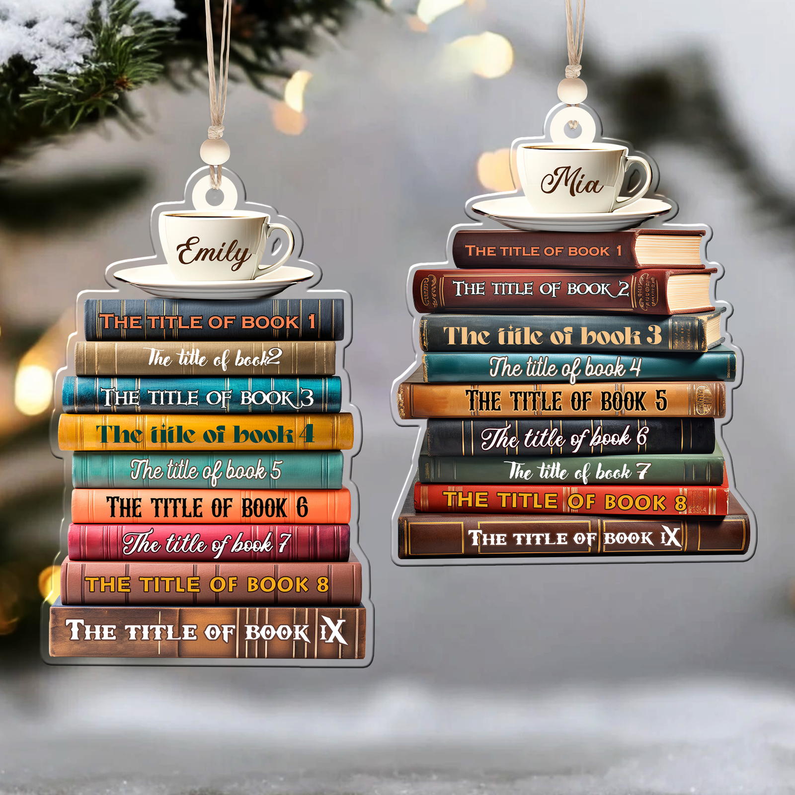 2D Bookstack Christmas Ornament, Book Lover Gift, Bookworm Club Ornament CF163 - 19Gifts