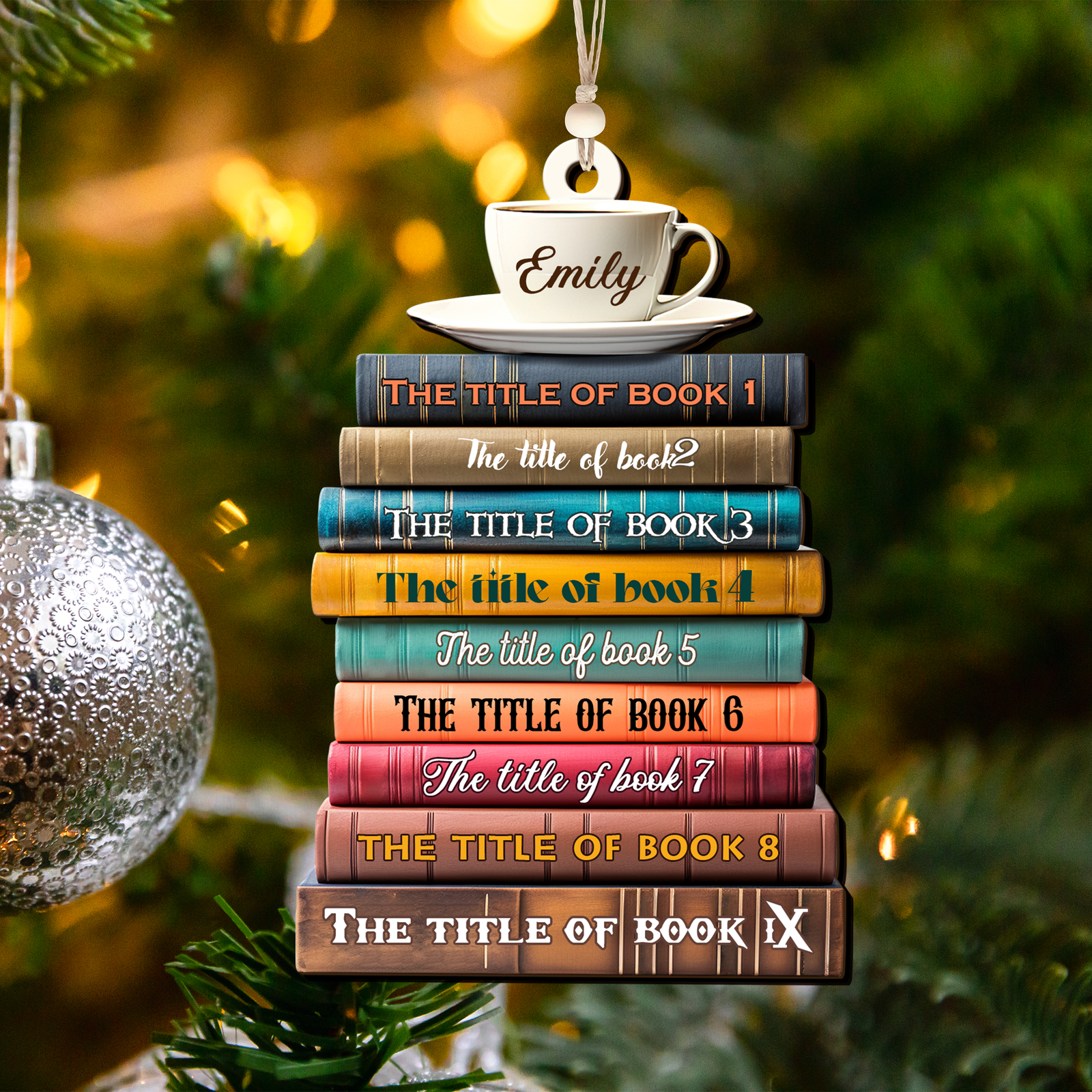 2D Bookstack Christmas Ornament, Book Lover Gift, Bookworm Club Ornament CF163 - 19Gifts