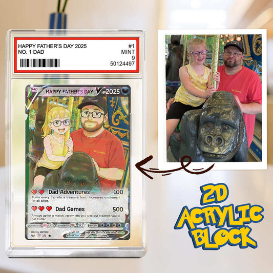 PokeDad Personalized Anime Gamer Plaque – Father’s Day Gift from Kid or Wife, Custom Trading Card Style