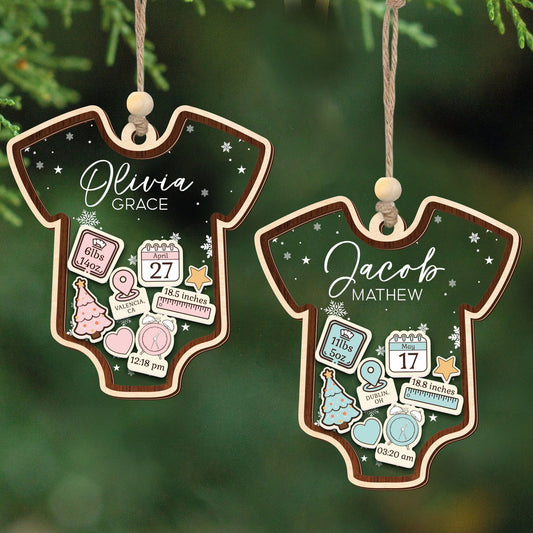 Baby 1st Christmas Ornament, Personalized Baby's First Christmas Ornament, Custom New Baby Gift CF64 - 19Gifts
