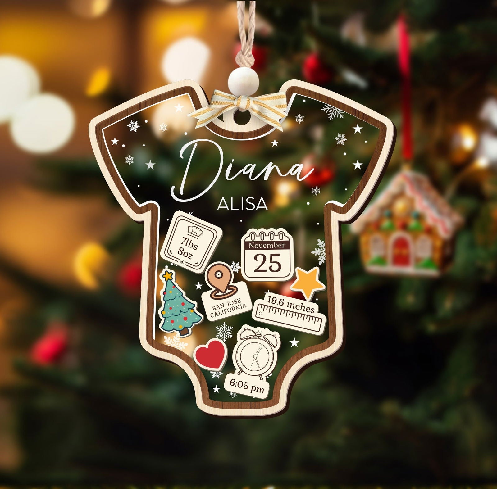 Baby 1st Christmas Ornament, Personalized Baby's First Christmas Ornament, Custom New Baby Gift CF64 - 19Gifts