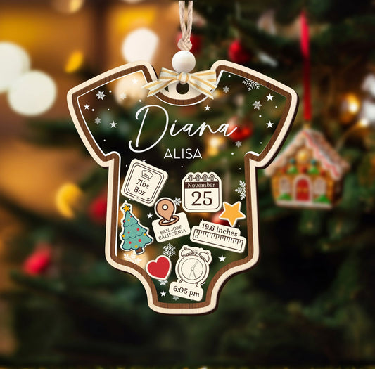 Baby 1st Christmas Ornament, Personalized Baby's First Christmas Ornament, Custom New Baby Gift CF64 - 19Gifts