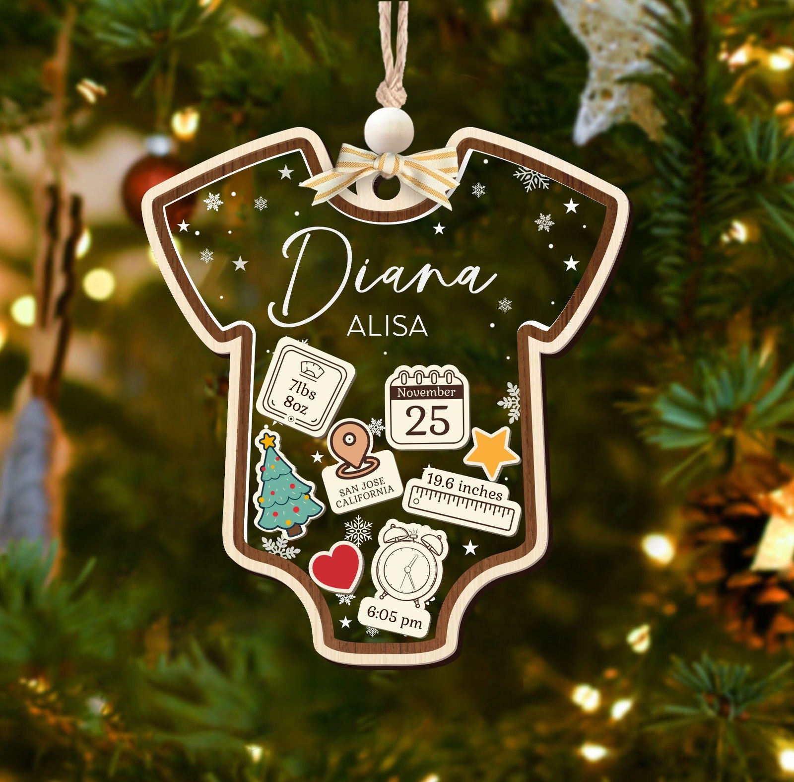 Baby 1st Christmas Ornament, Personalized Baby's First Christmas Ornament, Custom New Baby Gift CF64 - 19Gifts