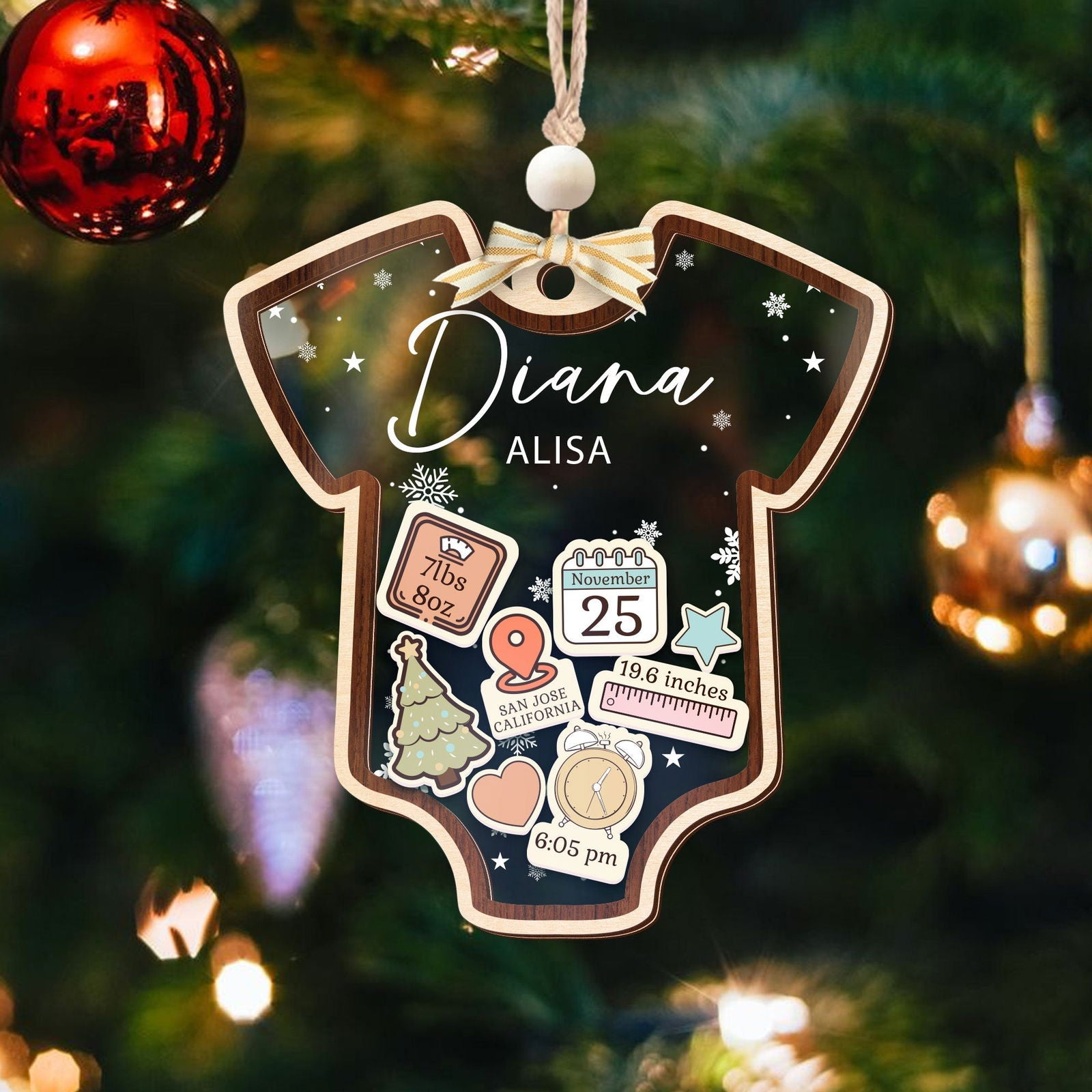 Baby 1st Christmas Ornament, Personalized Baby's First Christmas Ornament, Custom New Baby Gift CF64 - 19Gifts