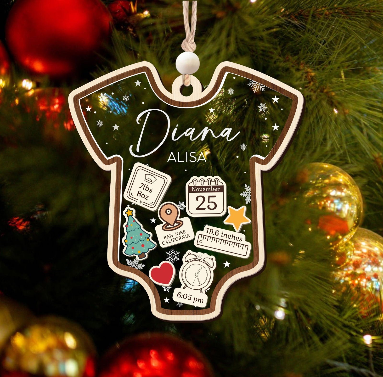 Baby 1st Christmas Ornament, Personalized Baby's First Christmas Ornament, Custom New Baby Gift CF64 - 19Gifts