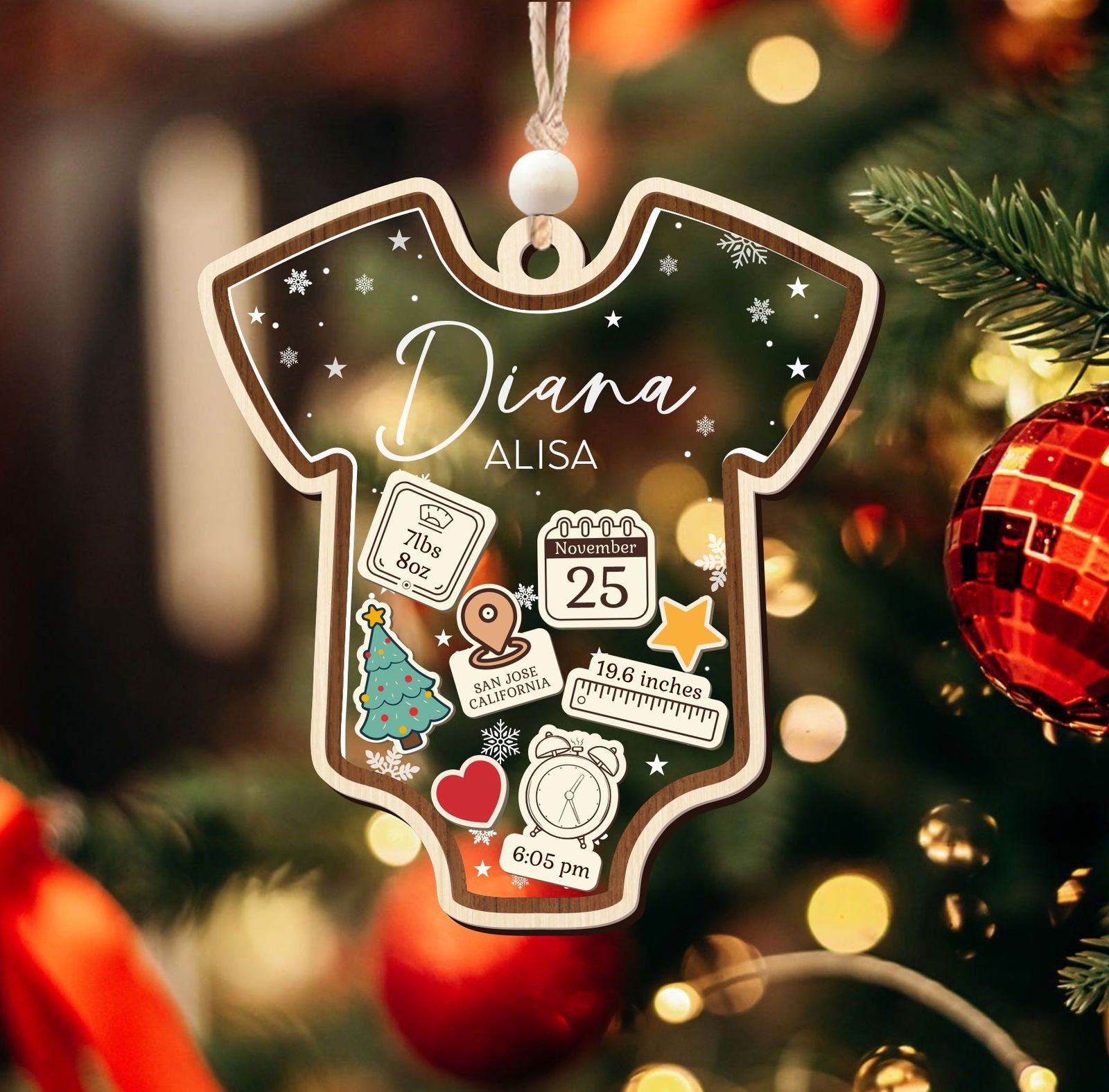 Baby 1st Christmas Ornament, Personalized Baby's First Christmas Ornament, Custom New Baby Gift CF64 - 19Gifts