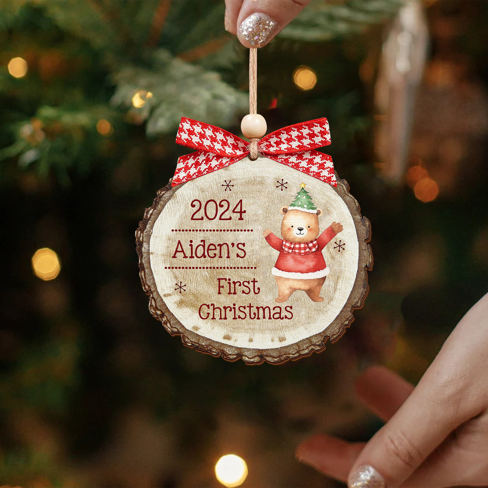 Baby Reindeer Rustic Round Wooden Ornament, Christmas 2024 Keepsake Ornament CF549 - 19Gifts