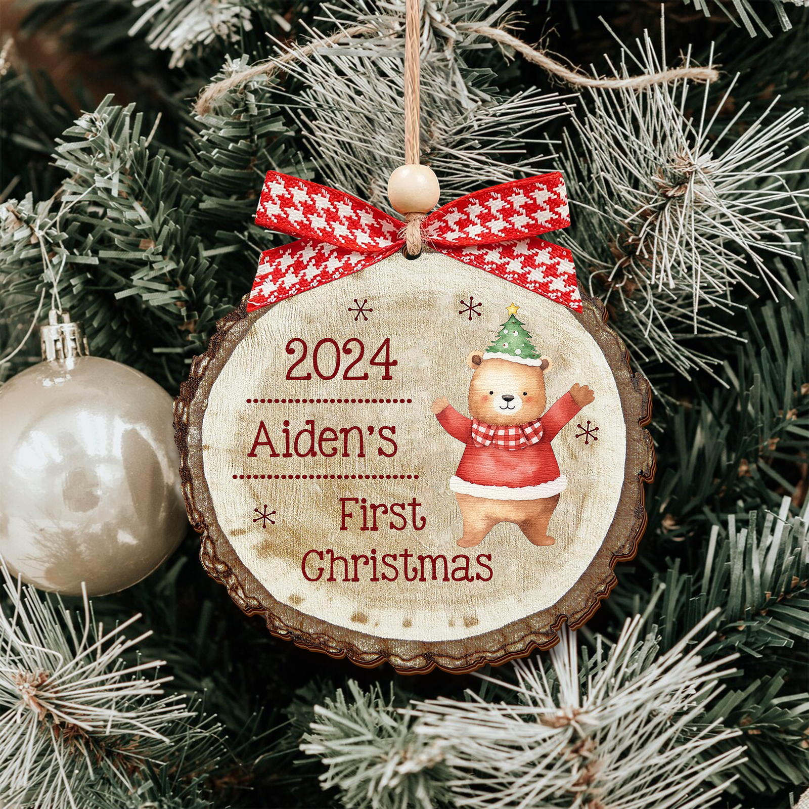 Baby Reindeer Rustic Round Wooden Ornament, Christmas 2024 Keepsake Ornament CF549 - 19Gifts