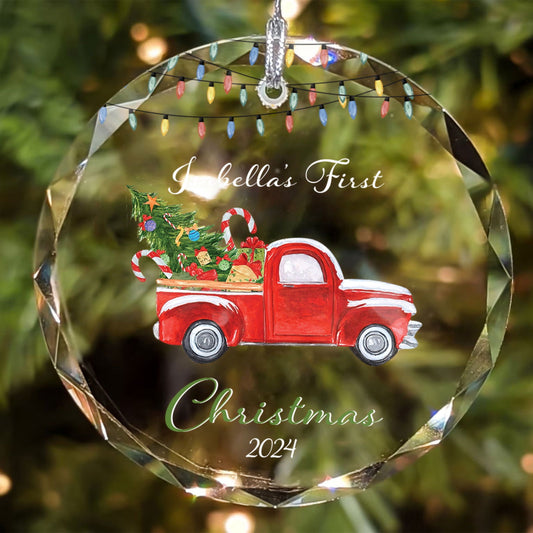 Baby's 1st Christmas Glass Ornament, Personalized Woodland Creatures GX06-13 - 19Gifts