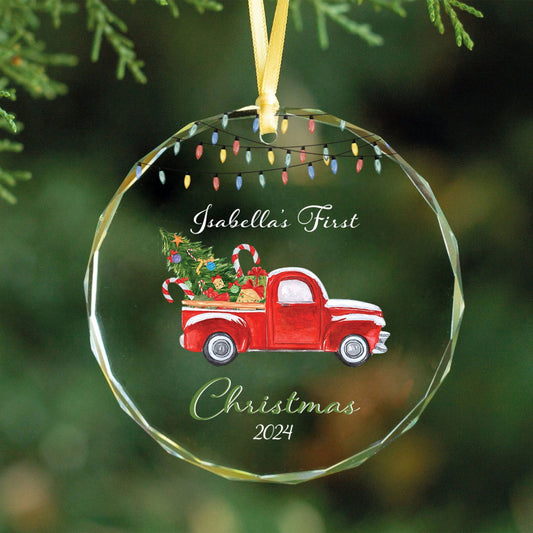 Baby's 1st Christmas Glass Ornament, Personalized Woodland Creatures GX06-13 - 19Gifts
