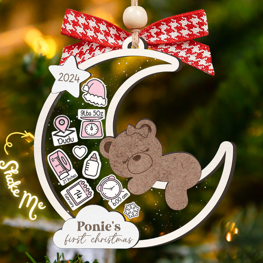 Baby's 1st Christmas Ornament 2024, Personalized Babies First Christmas Ornament CF85 - 19Gifts