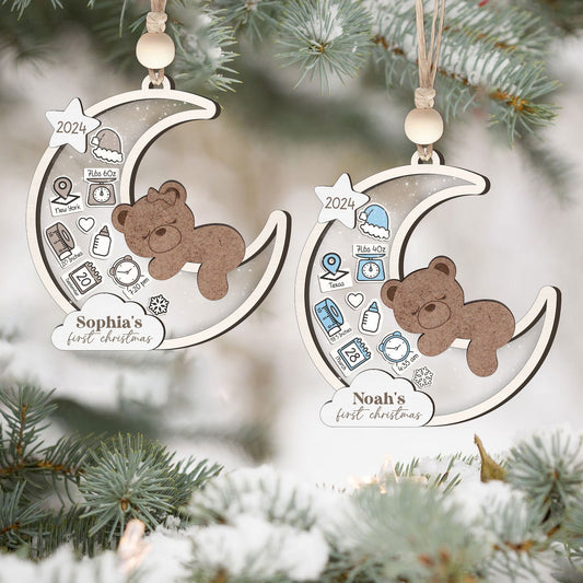 Baby's 1st Christmas Ornament 2024, Personalized Babies First Christmas Ornament CF85 - 19Gifts