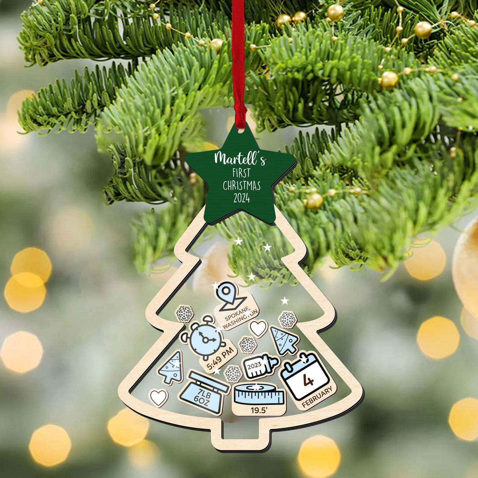 Baby's First Christmas Ornament 2024, 4D Shake Baby Ornament CF135 - 19Gifts