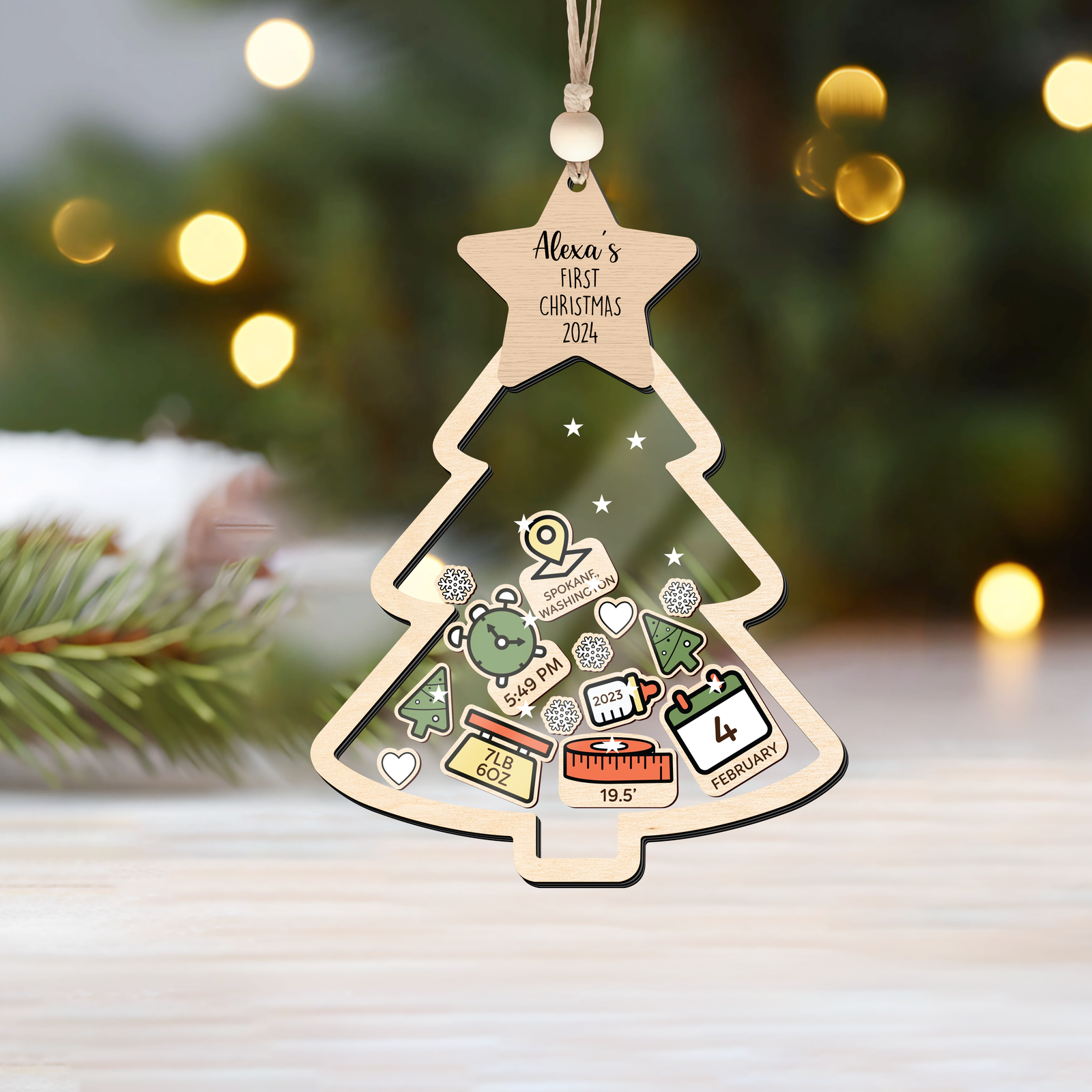 Baby's First Christmas Ornament 2024, 4D Shake Baby Ornament CF135 - 19Gifts