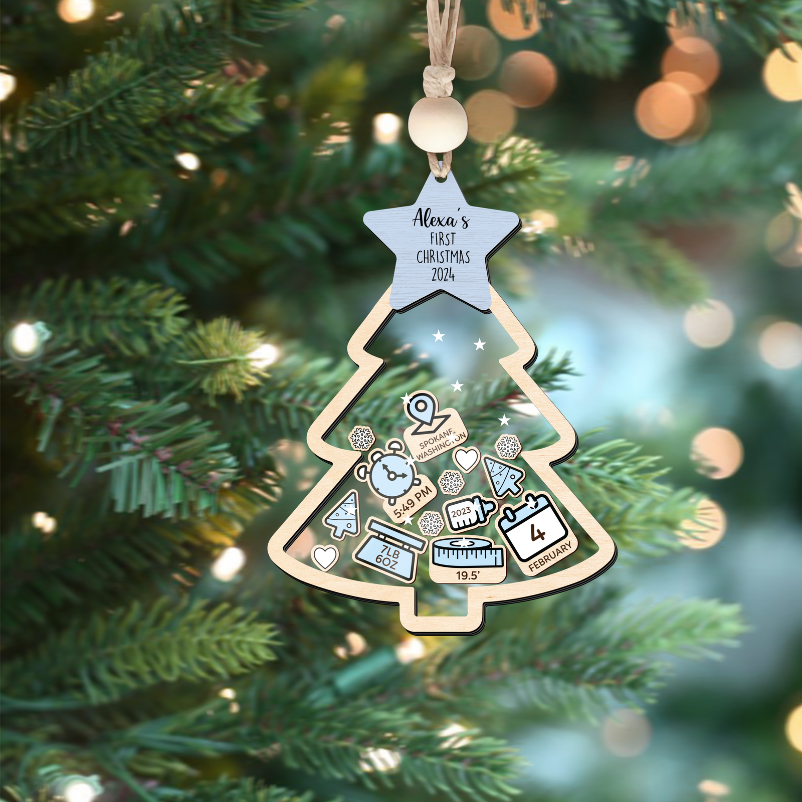Baby's First Christmas Ornament 2024, 4D Shake Baby Ornament CF135 - 19Gifts