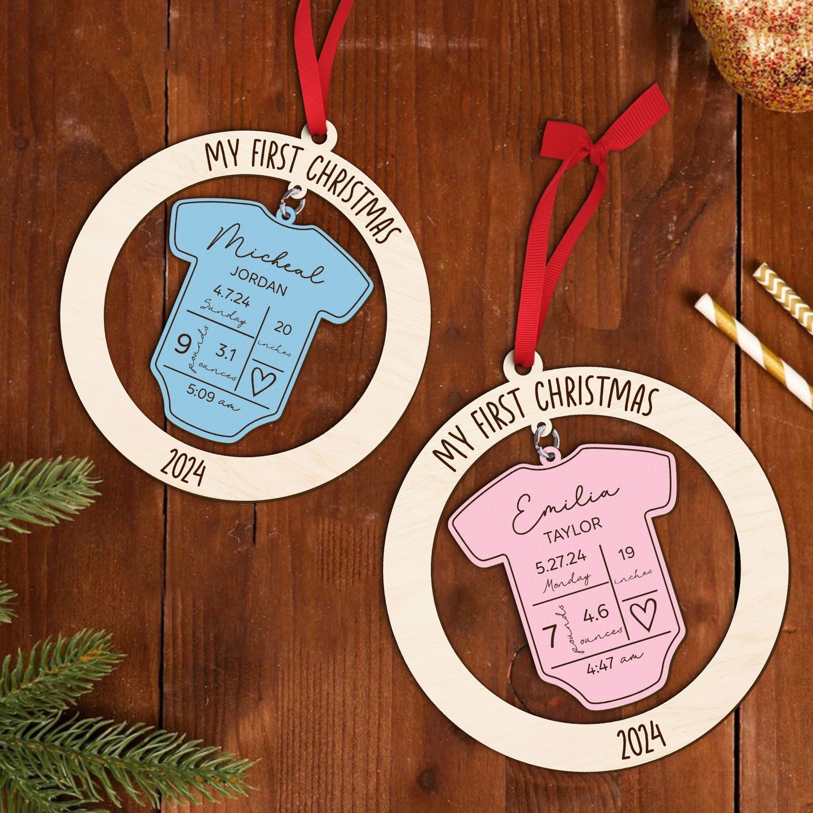 Baby's First Christmas Ornament 2024, 4D Shake Baby Ornament CF191 - 19Gifts