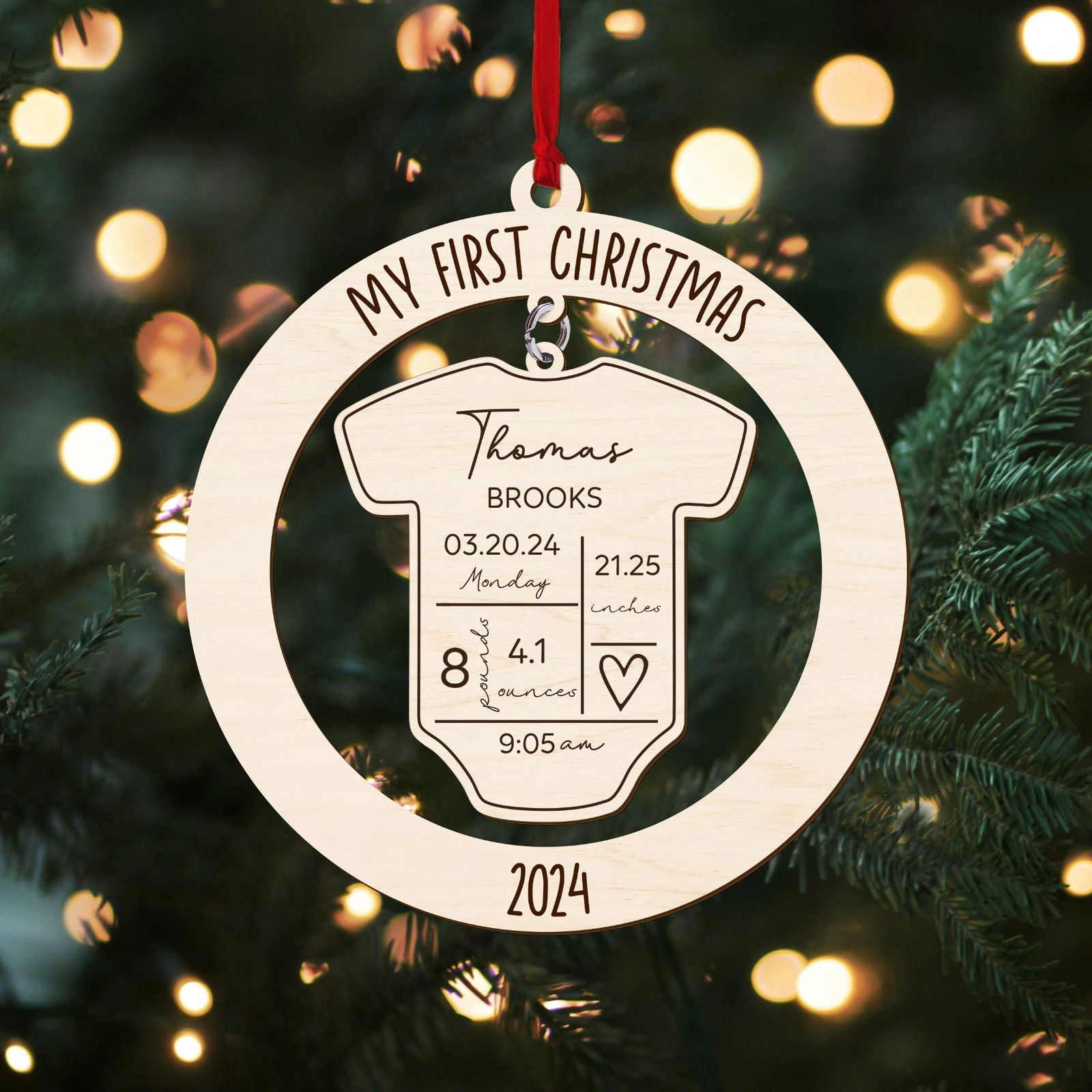 Baby's First Christmas Ornament 2024, 4D Shake Baby Ornament CF191 - 19Gifts