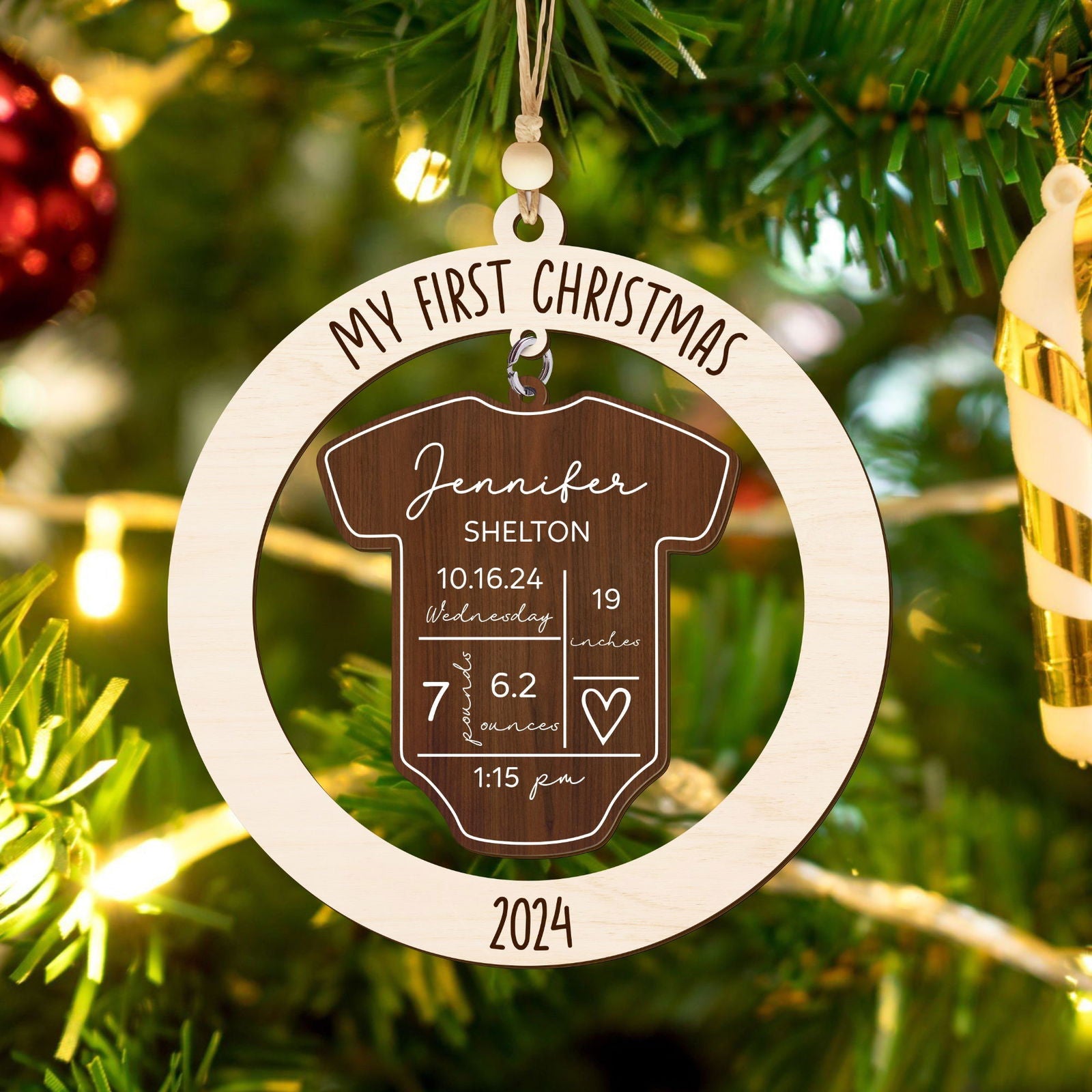 Baby's First Christmas Ornament 2024, 4D Shake Baby Ornament CF191 - 19Gifts