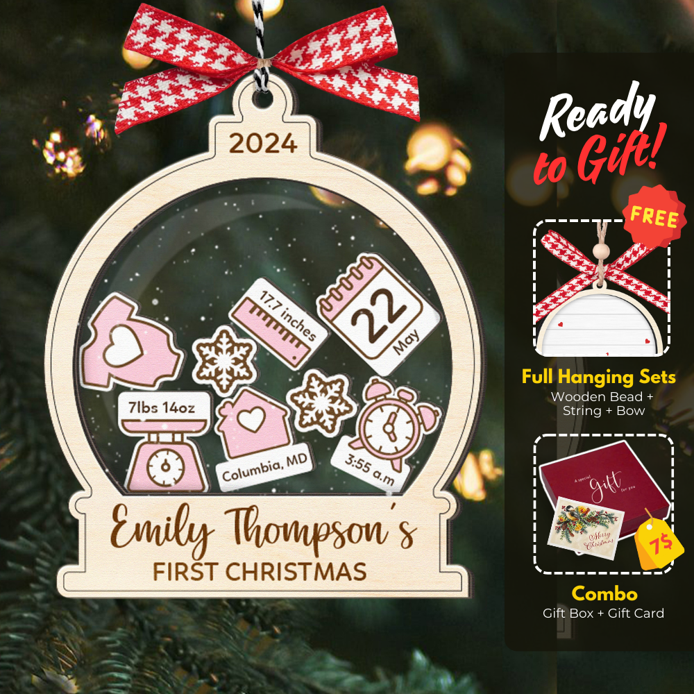 Baby's First Christmas Ornament 2024, Custom 4D Shake Babies Ornament CF17 - 19Gifts
