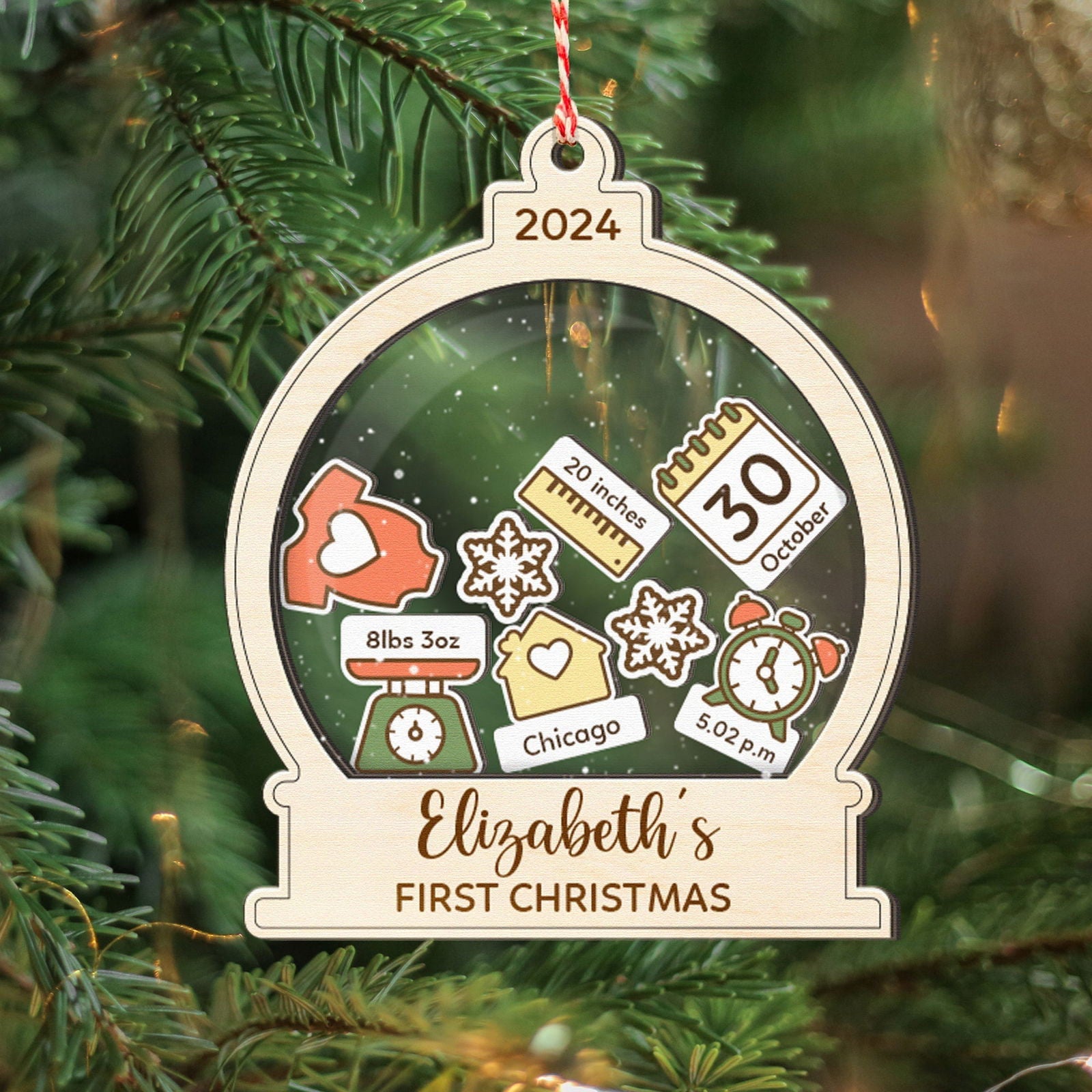 Baby's First Christmas Ornament 2024, Custom 4D Shake Babies Ornament CF17 - 19Gifts