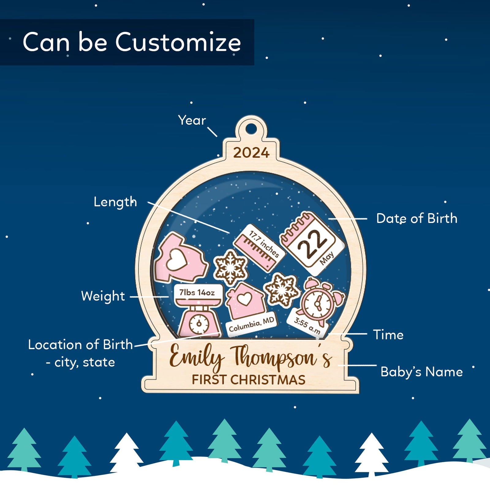 Baby's First Christmas Ornament 2024, Custom 4D Shake Babies Ornament CF17 - 19Gifts