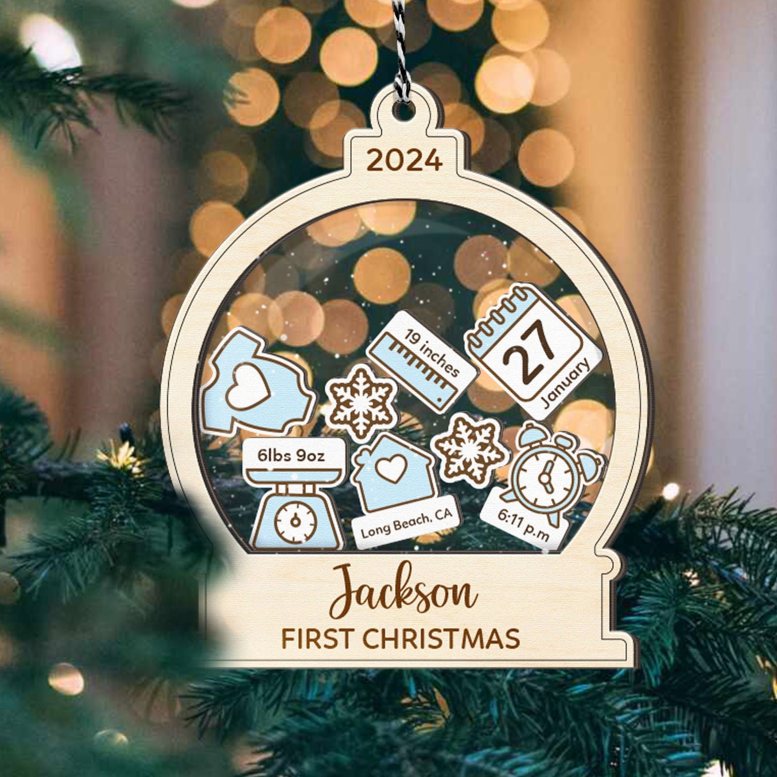 Baby's First Christmas Ornament 2024, Custom 4D Shake Babies Ornament CF17 - 19Gifts