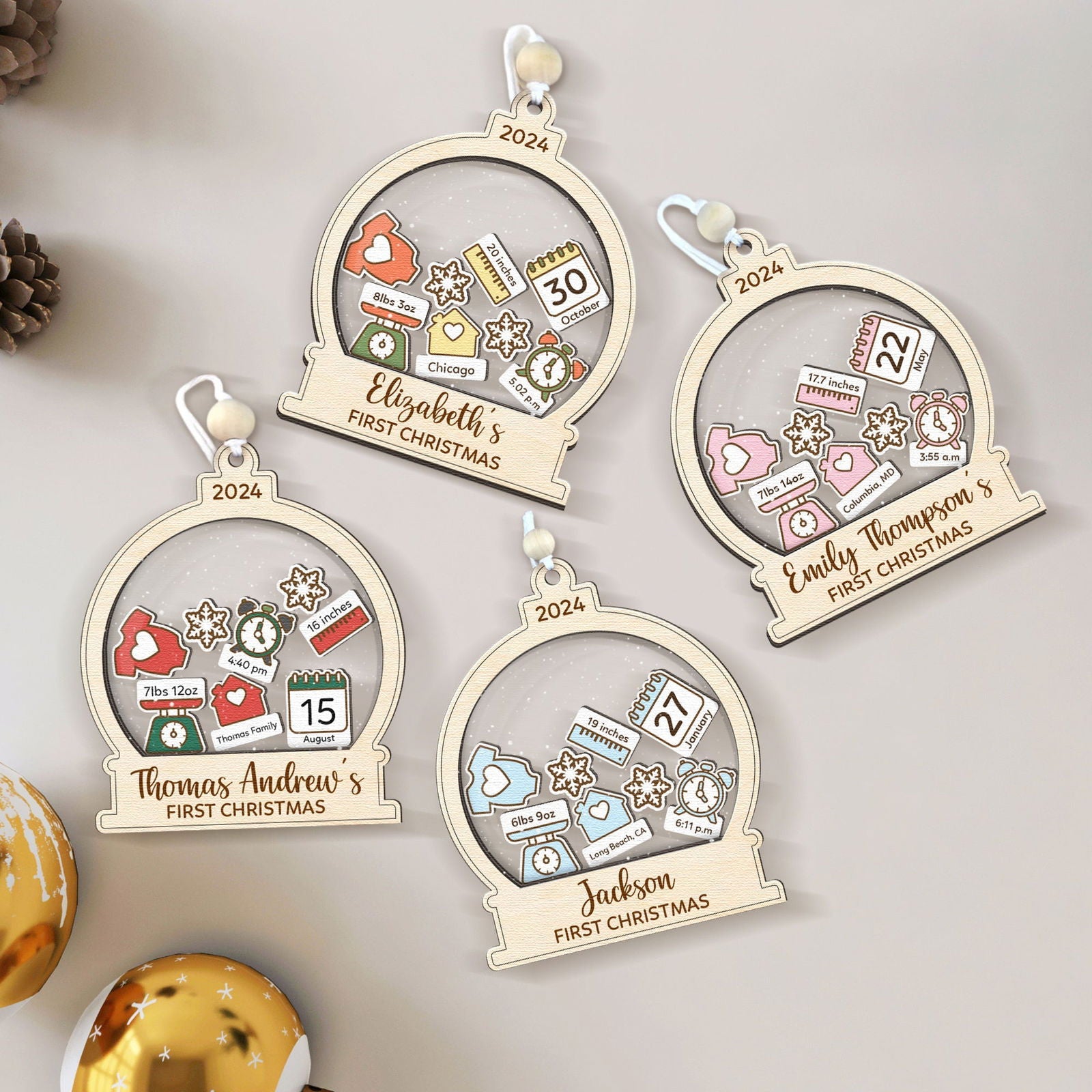 Baby's First Christmas Ornament 2024, Custom 4D Shake Babies Ornament CF17 - 19Gifts
