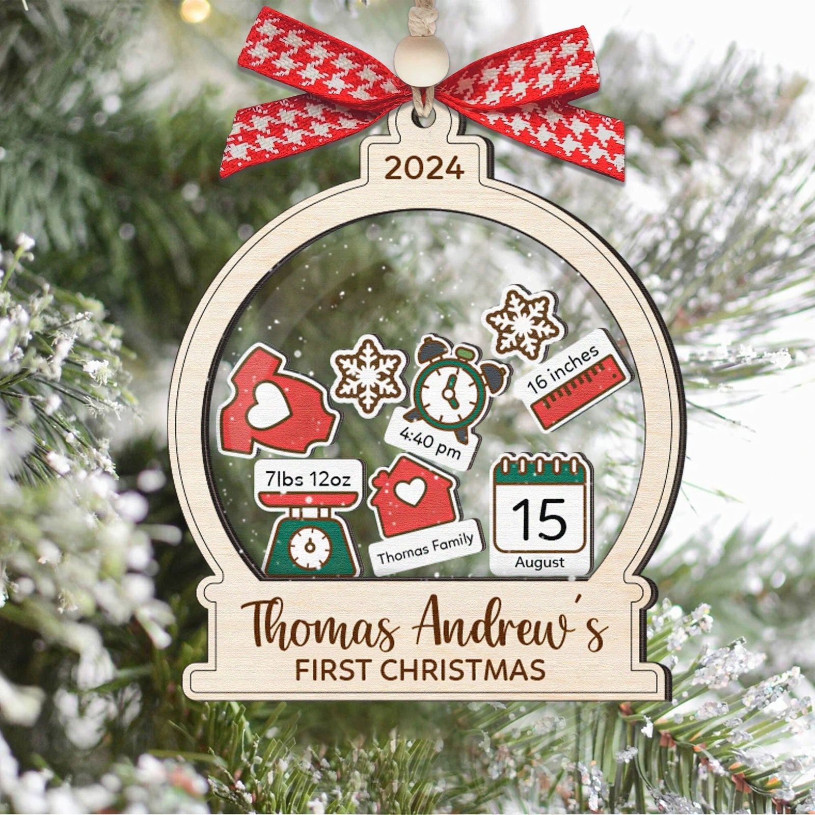 Baby's First Christmas Ornament 2024, Custom 4D Shake Babies Ornament CF17 - 19Gifts