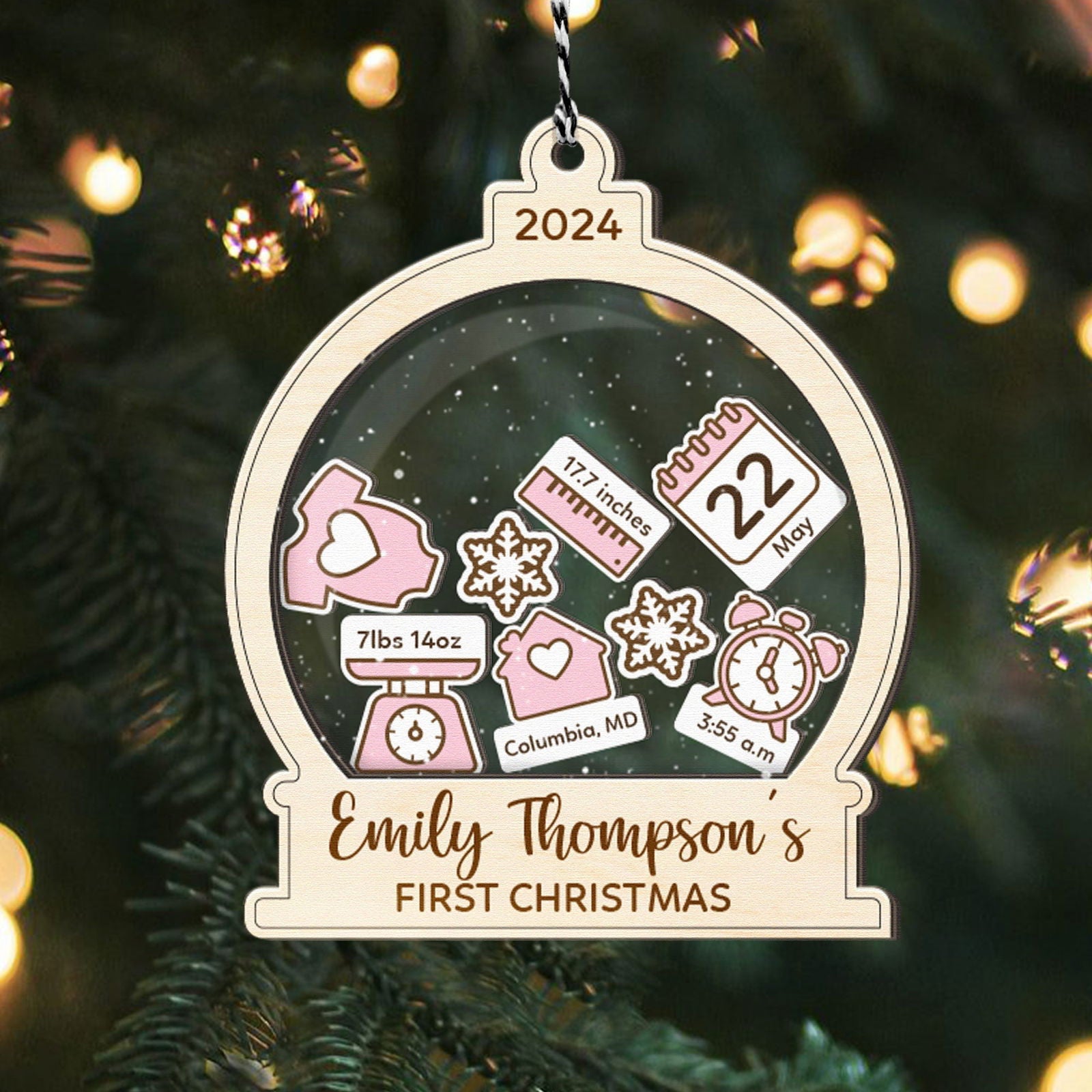Baby's First Christmas Ornament 2024, Custom 4D Shake Babies Ornament CF17 - 19Gifts