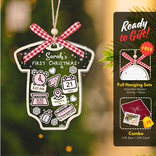 Baby's First Christmas Ornament, Personalized Baby 1st Christmas Ornament CF63 - 19Gifts