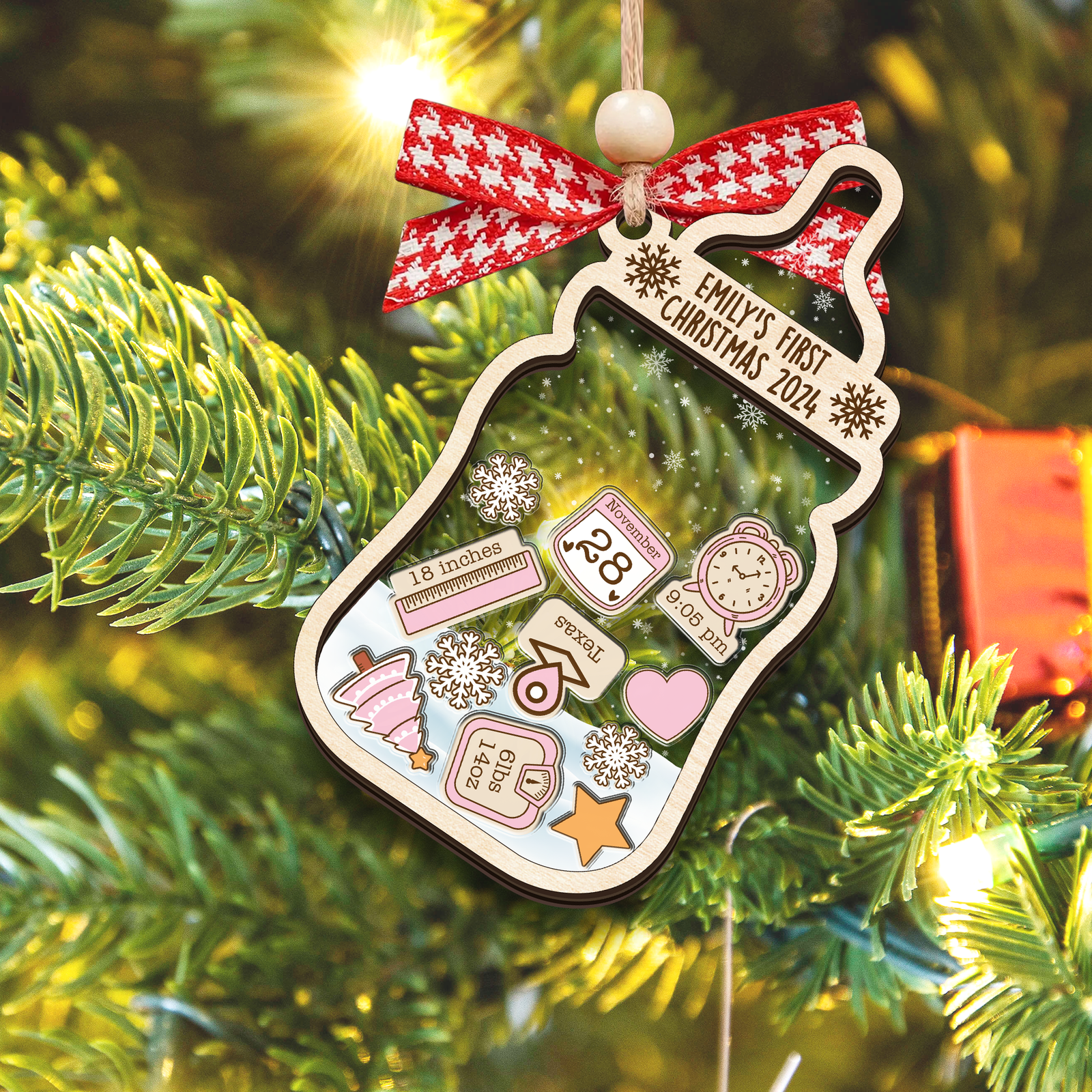 Baby's First Christmas Shaker Ornament 2024, Personalized Baby's 1st Christmas Ornament CF257 - 19Gifts
