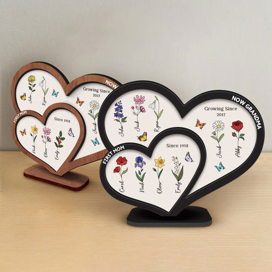 Birth Flower Sign Gifts For Mom, Personalized "First Mom Now Grandma" Sign MS16 - 19Gifts