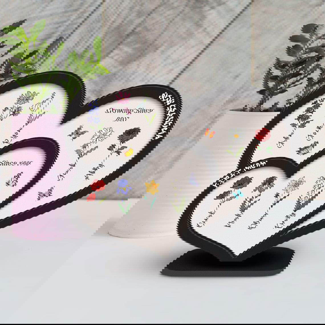 Birth Flower Sign Gifts For Mom, Personalized "First Mom Now Grandma" Sign MS16 - 19Gifts