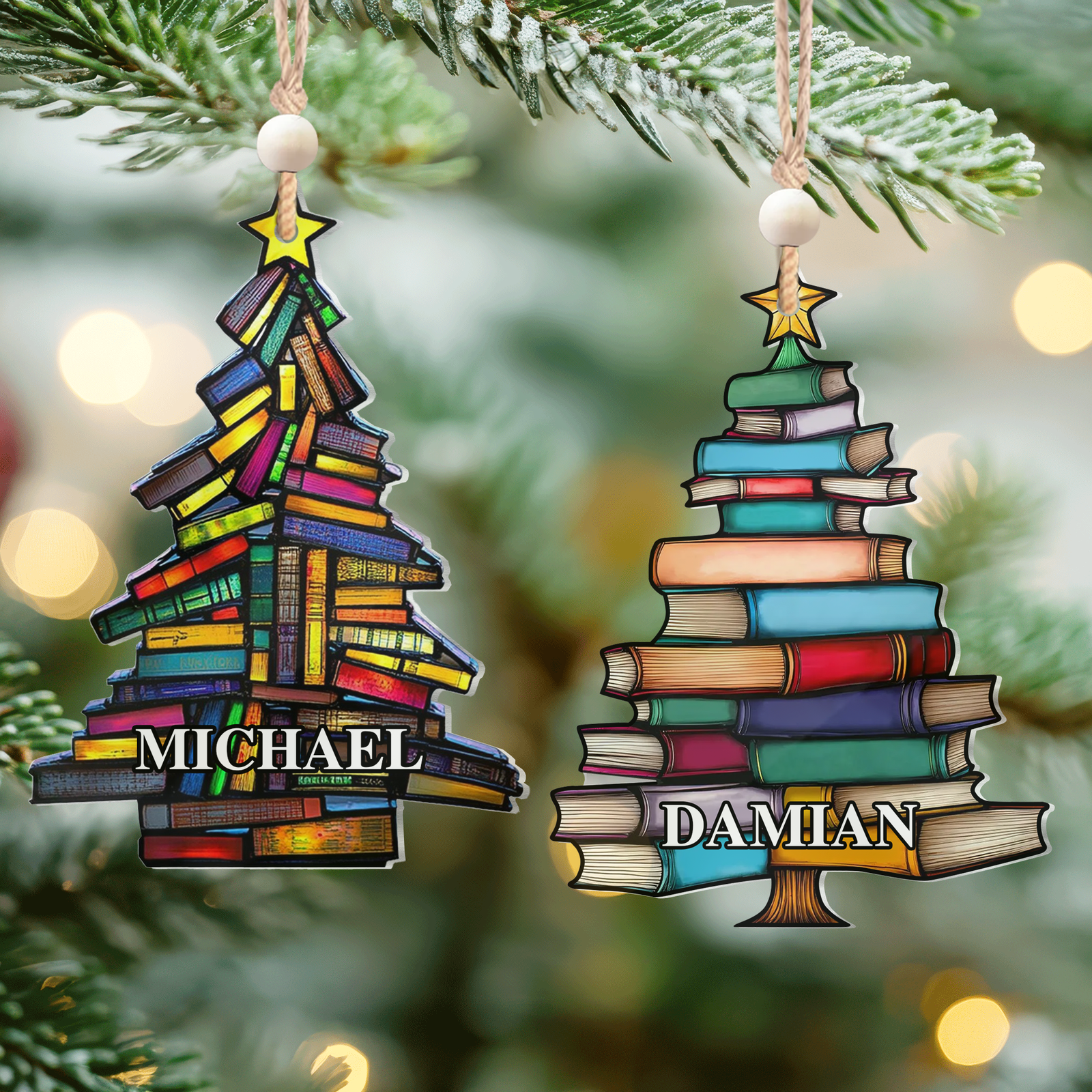 Book Tree Ornament, Book Lover Gift, Book Tree Suncatcher Ornament, CF683 - 19Gifts