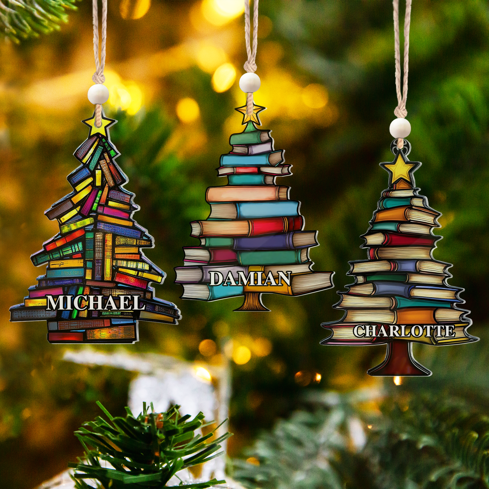 Book Tree Ornament, Book Lover Gift, Book Tree Suncatcher Ornament, CF683 - 19Gifts