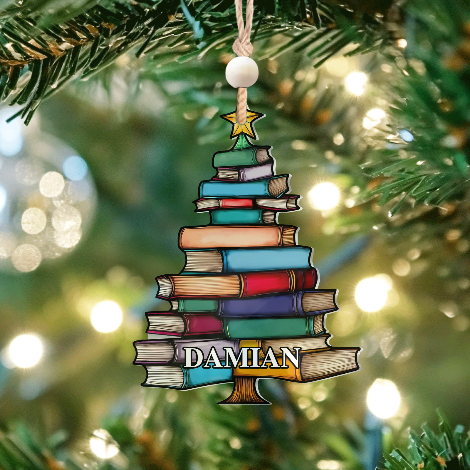 Book Tree Ornament, Book Lover Gift, Book Tree Suncatcher Ornament, CF683 - 19Gifts