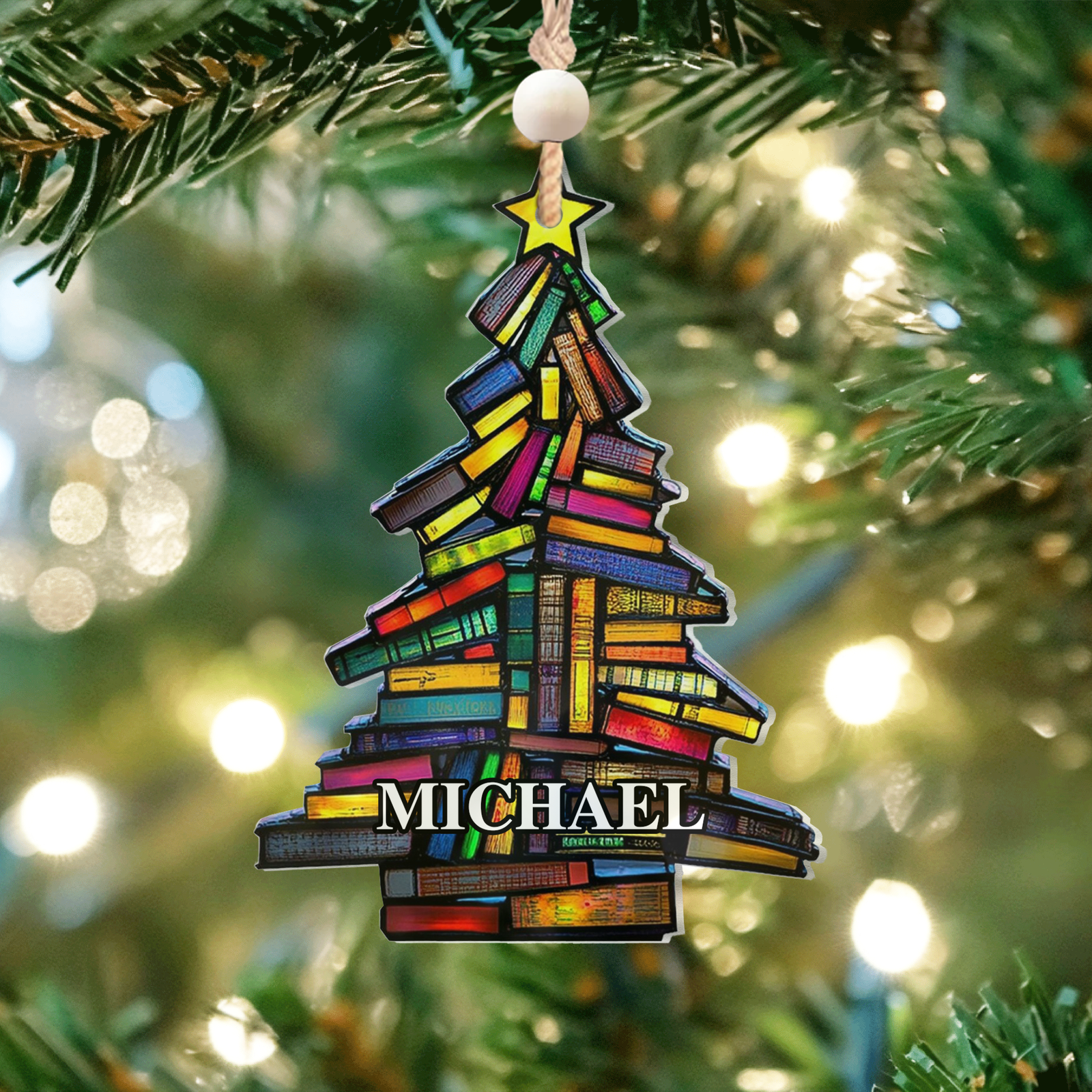 Book Tree Ornament, Book Lover Gift, Book Tree Suncatcher Ornament, CF683 - 19Gifts