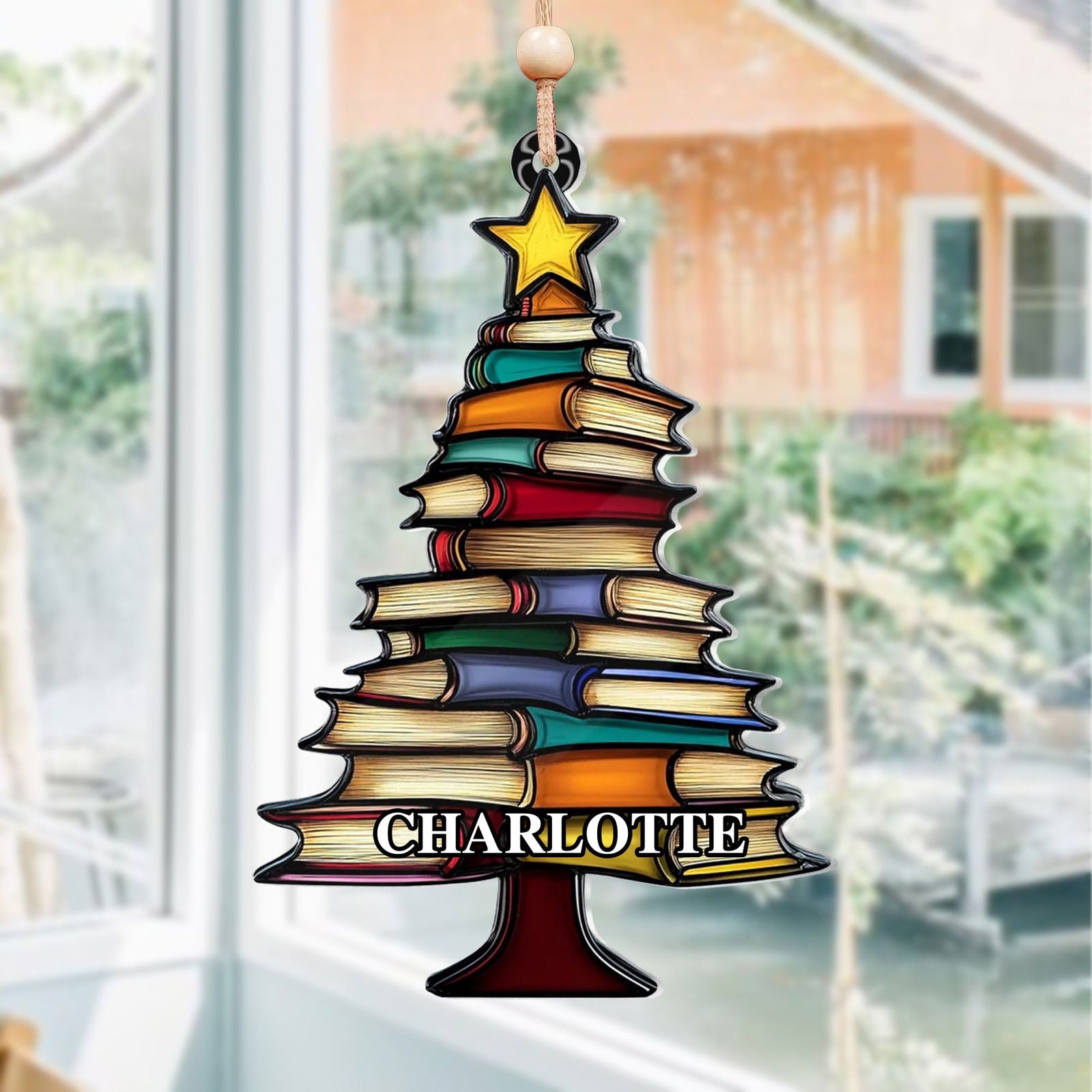 Book Tree Ornament, Book Lover Gift, Book Tree Suncatcher Ornament, CF683 - 19Gifts