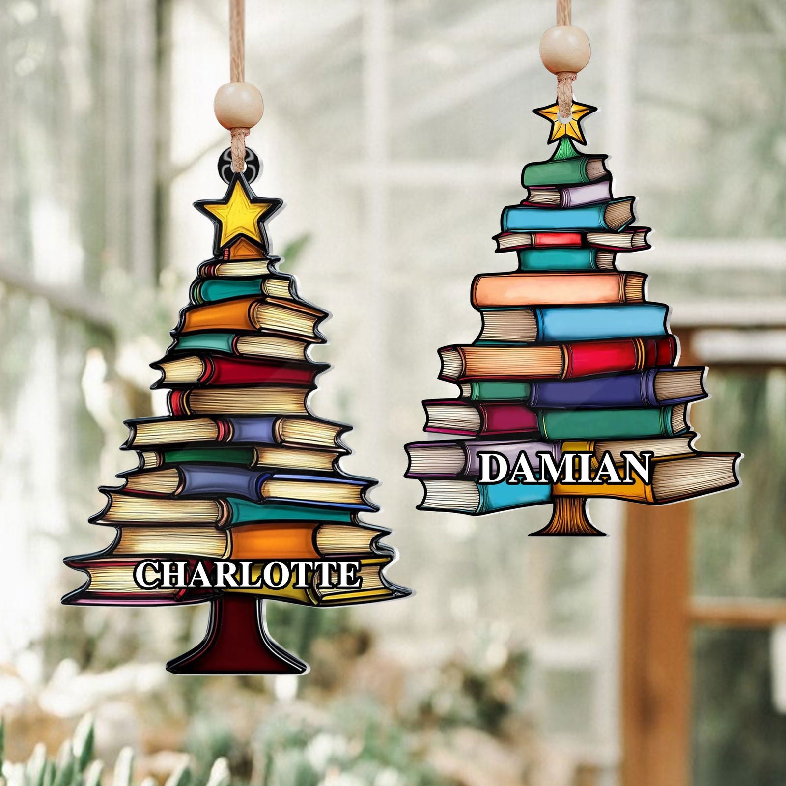 Book Tree Ornament, Book Lover Gift, Book Tree Suncatcher Ornament, CF683 - 19Gifts