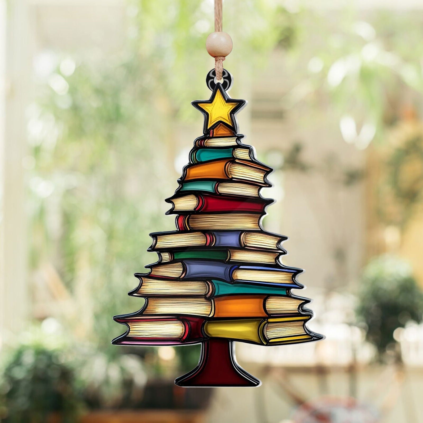 Book Tree Ornament, Book Lover Gift, Book Tree Suncatcher Ornament, CF683 - 19Gifts