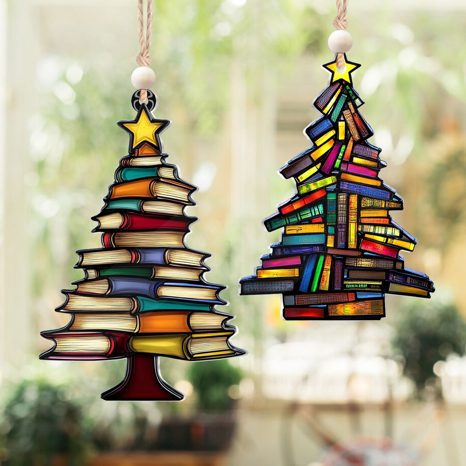 Book Tree Ornament, Book Lover Gift, Book Tree Suncatcher Ornament, CF683 - 19Gifts