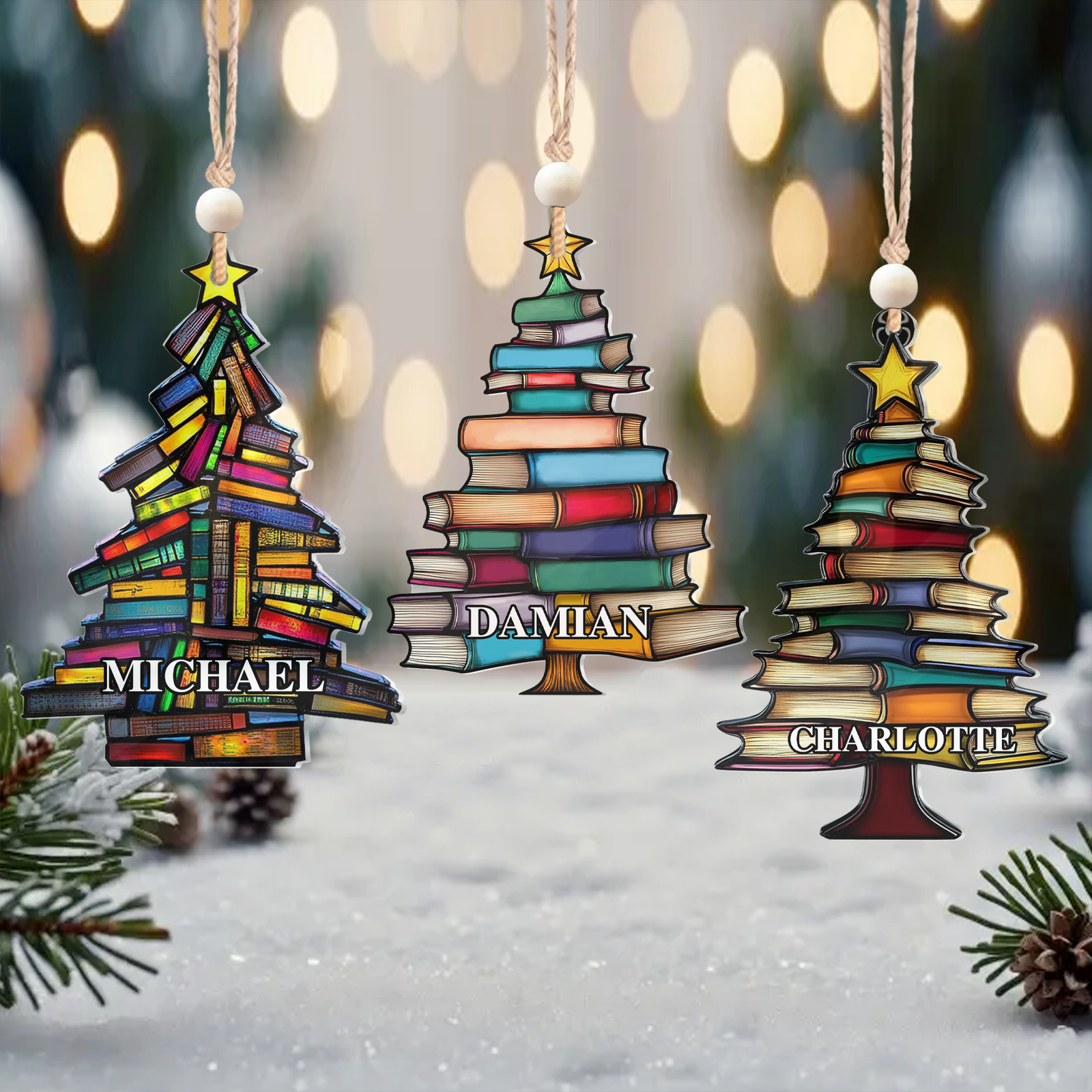 Book Tree Ornament, Book Lover Gift, Book Tree Suncatcher Ornament, CF683 - 19Gifts