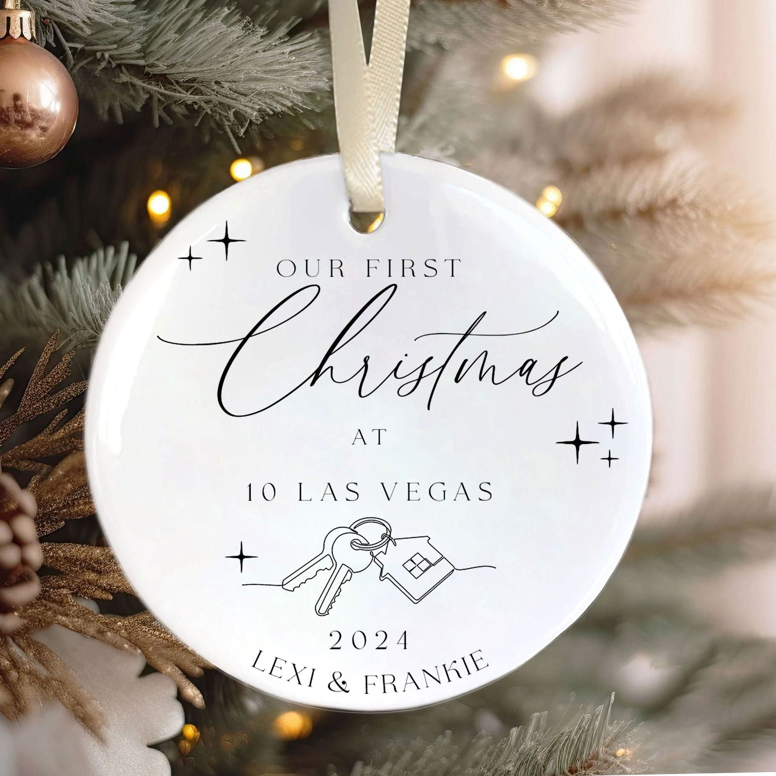 Ceramic New Home Ornament, Personalized First Christmas New Home Ornament CX02-11 - 19Gifts