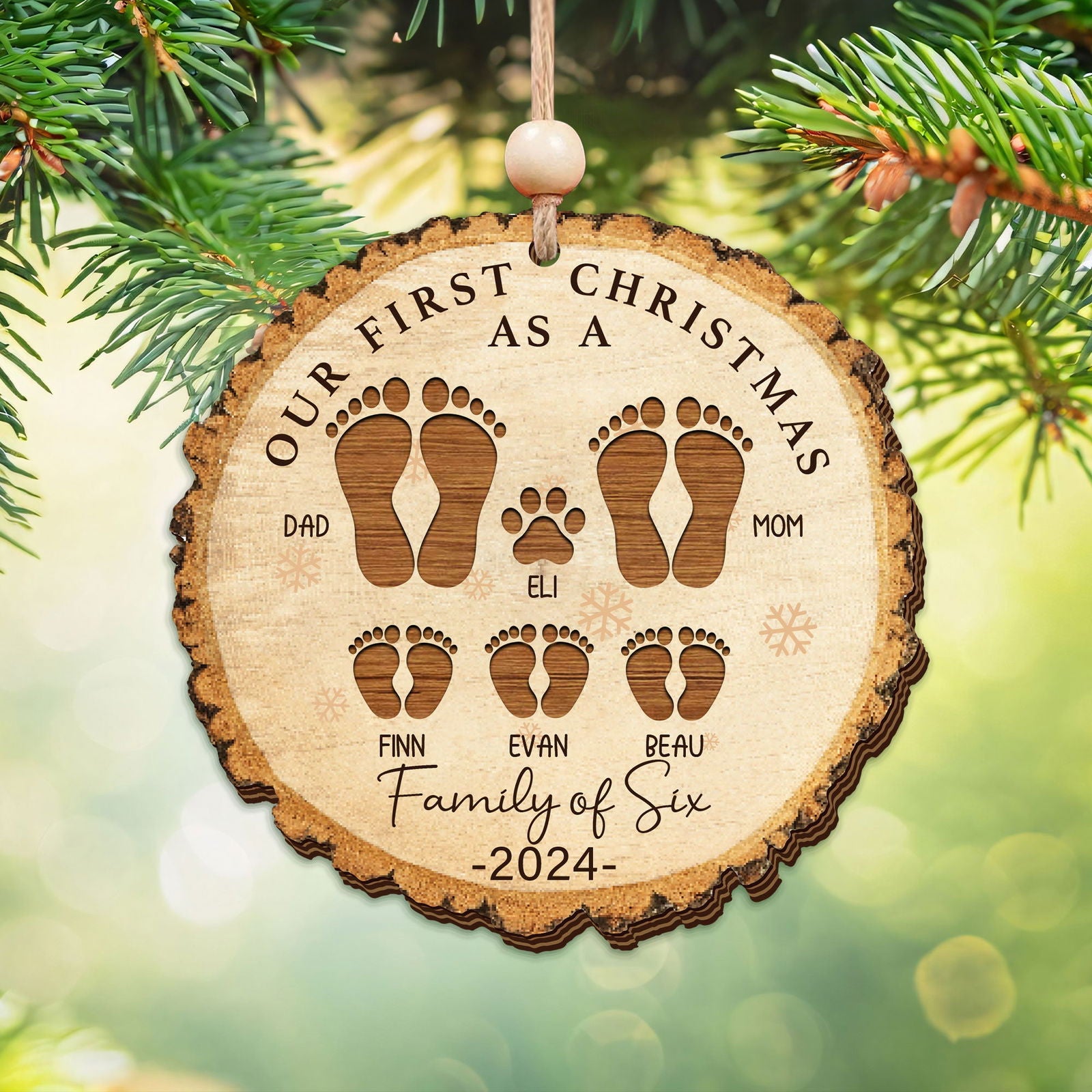 Christmas Family Ornament, Personalized Wooden Ornament, CF812 - 19Gifts