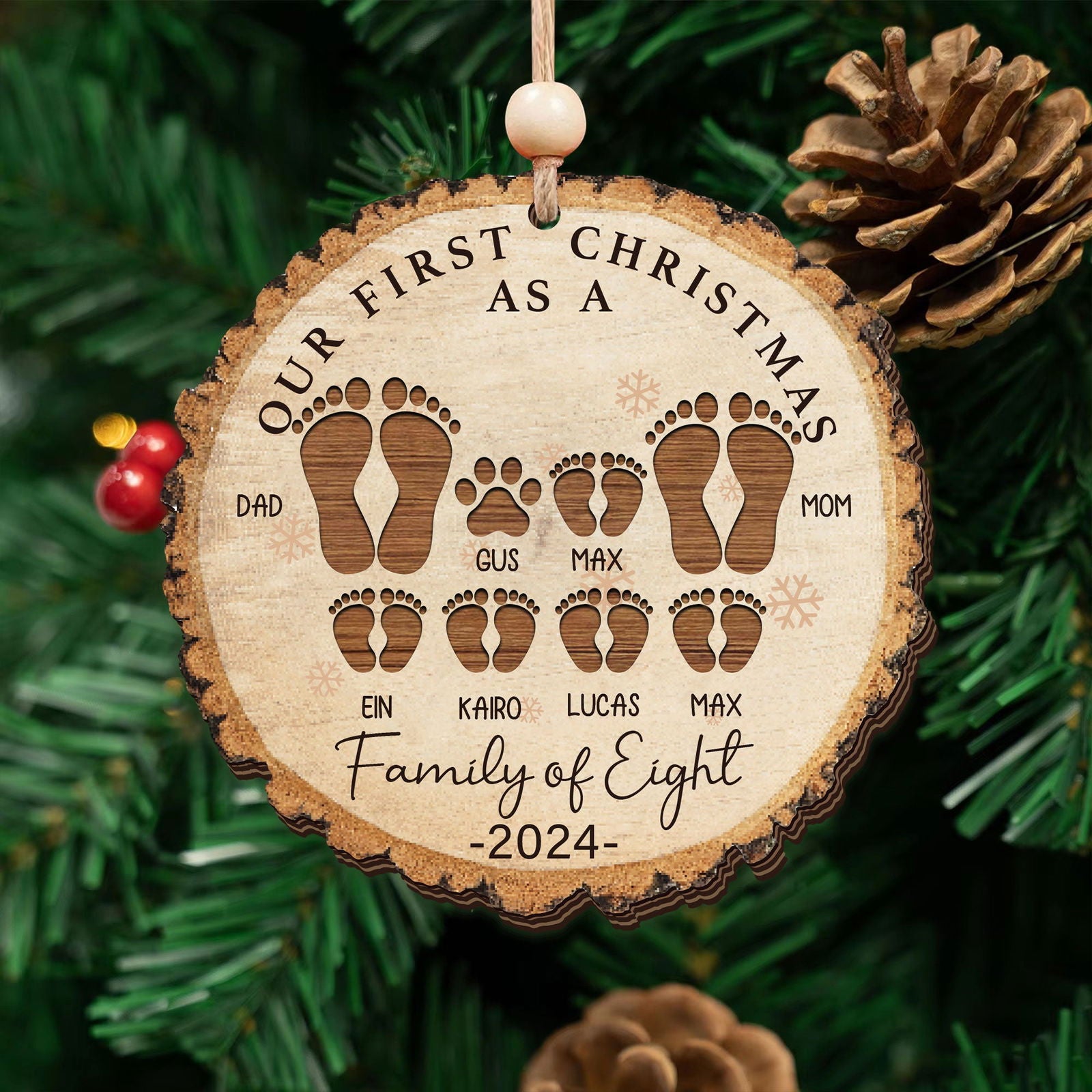 Christmas Family Ornament, Personalized Wooden Ornament, CF812 - 19Gifts
