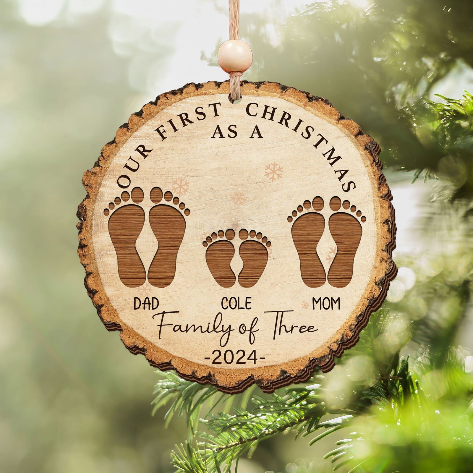 Christmas Family Ornament, Personalized Wooden Ornament, CF812 - 19Gifts